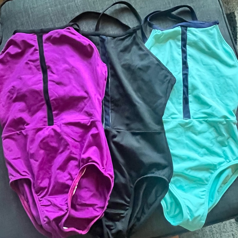 Stylish Women's Bodysuit Trio - Purple, Black, and Blue